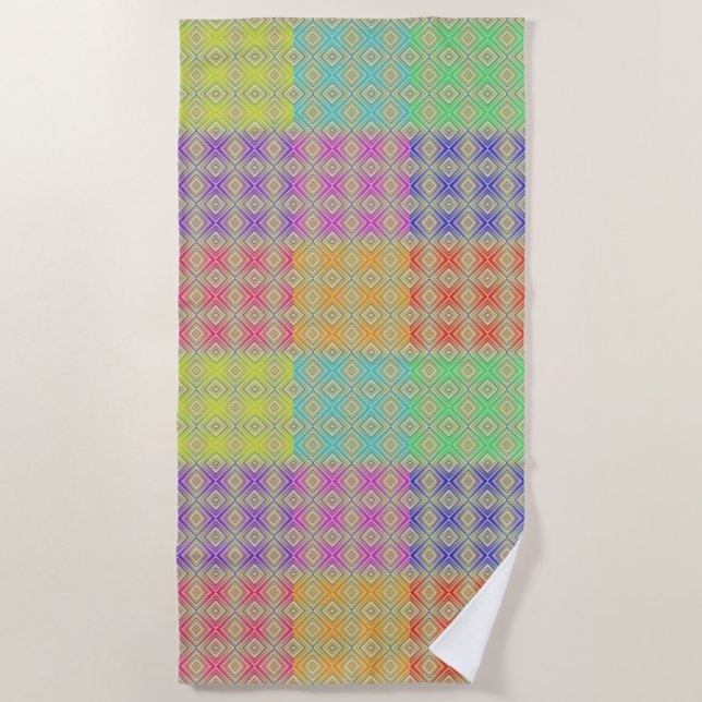 Colours Of The Rainbow Alternative Diamond Pattern Beach Towel (Front)