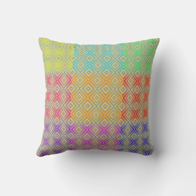 Colours Of The Rainbow Alternative Diamond Pattern Cushion (Back)
