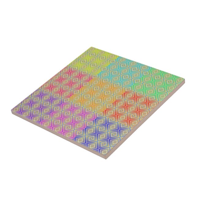 Colours Of The Rainbow Alternative Diamond Pattern Tile (Side)