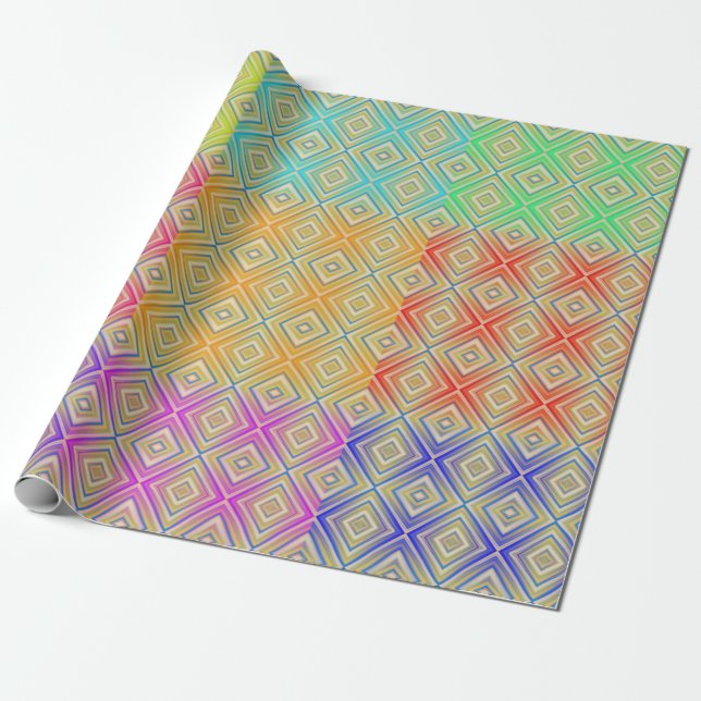 Colours Of The Rainbow Alternative Diamond Pattern Wrapping Paper (Unrolled)