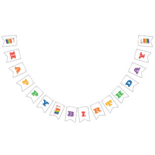 Colours of the Rainbow Banner, Happy Birthday Cake Bunting