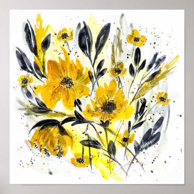 Colours of the Year Modern Watercolor Floral Poster (Front)