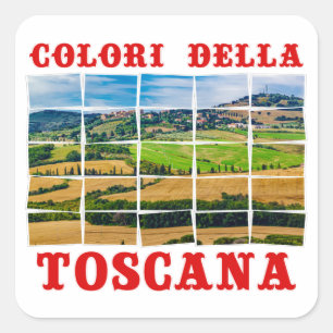 "Colours of Tuscany" landscape. Palette Tile Italy Square Sticker