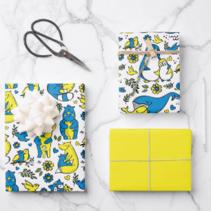 Colours of Ukraine Kids Blue Yellow White Wrapping Paper Sheet