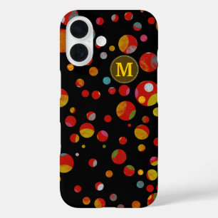 colours on polka dots pattern personalised iPhone 16 case