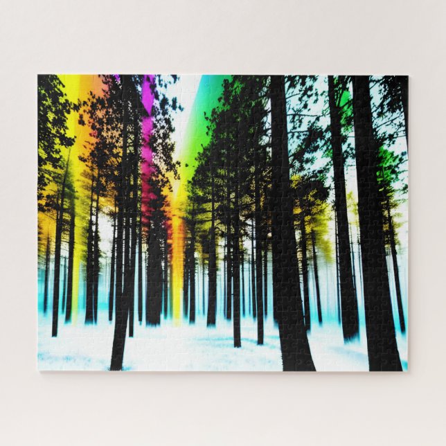 Colours Shine Through Silhouette Forest Landscape Jigsaw Puzzle (Horizontal)