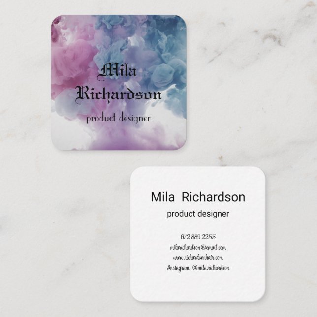 Colours spilled in water square business card (Front/Back)