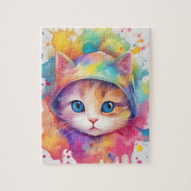 Colours Splash Watercolor Cat Jigsaw Puzzle (Vertical)