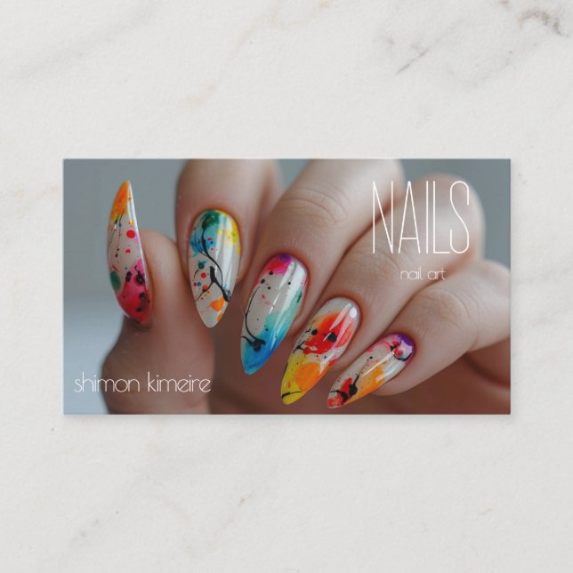 Colours Splatter Paint Nail Art Manicurist Loyalty Business Card (Front)