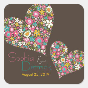 Colours Spring Flowers Heart Engagement Sticker