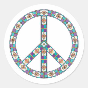Colours stained glass isolated creative peace sign classic round sticker