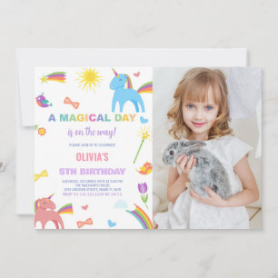 Colours Unicorn Birthday Invitations photo