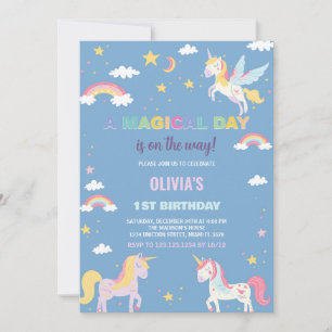 Colours Unicorns Birthday Invitations