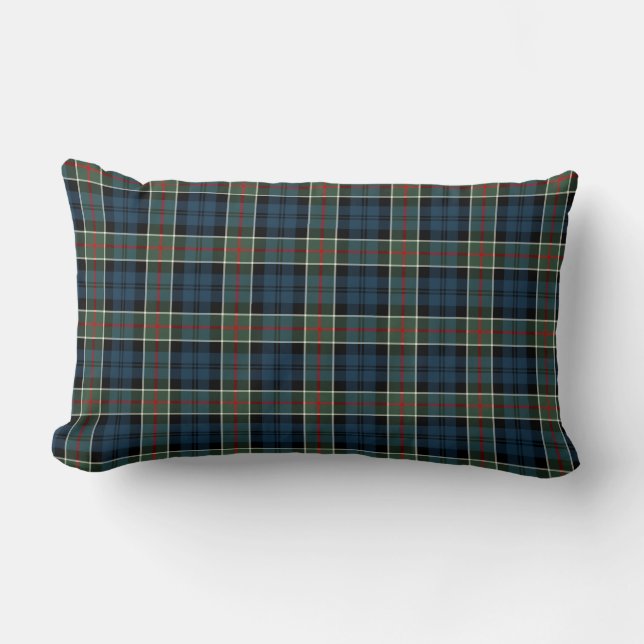 Colquhoun Clan Dark Blue Scottish Tartan Lumbar Cushion (Front)