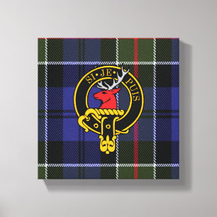 Colquhoun Scottish Crest and Tartan Canvas print