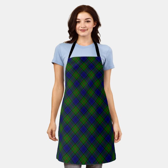 Colquhoun tartan blue green plaid apron (Worn)