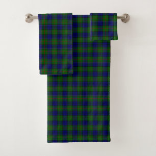 Colquhoun tartan blue green plaid bath towel set