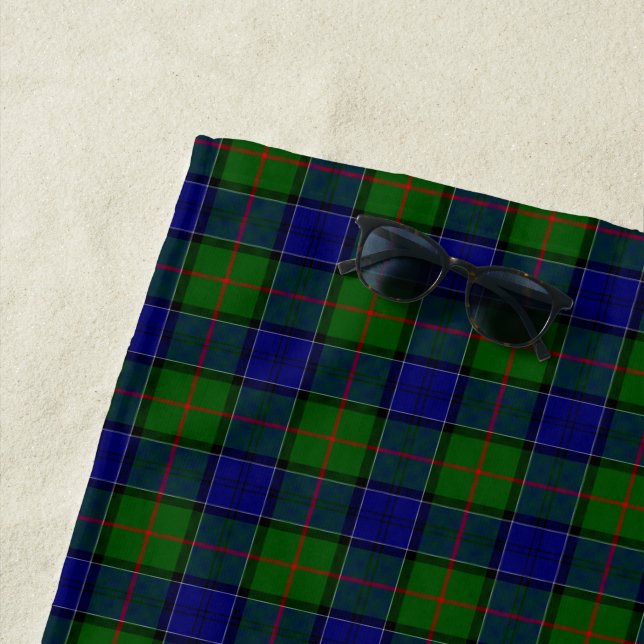 Colquhoun tartan blue green plaid beach towel (In Situ)