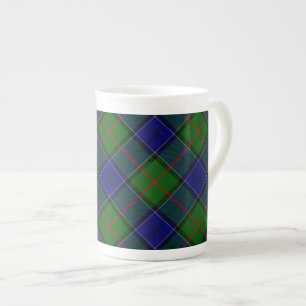 Colquhoun tartan blue green plaid bone china mug