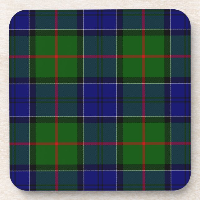 Colquhoun tartan blue green plaid coaster (Front)