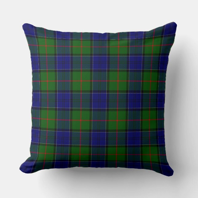 Colquhoun tartan blue green plaid cushion (Front)