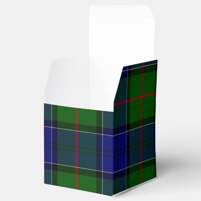 Colquhoun tartan blue green plaid favour box (Opened)
