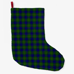 Colquhoun tartan blue green plaid large christmas stocking