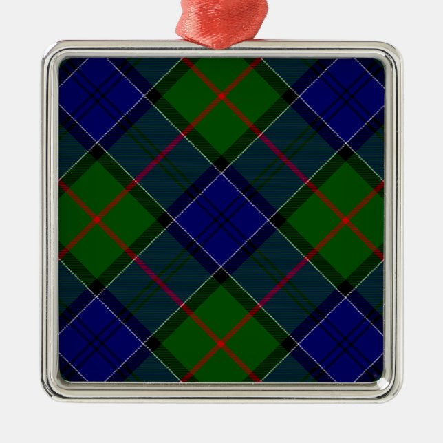 Colquhoun tartan blue green plaid metal tree decoration (Front)