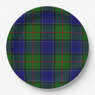 Colquhoun tartan blue green plaid paper plate