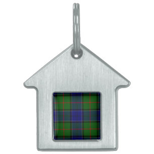Colquhoun tartan blue green plaid pet name tag