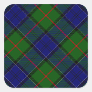 Colquhoun tartan blue green plaid square sticker