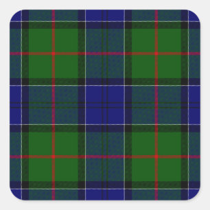 Colquhoun tartan blue green plaid square sticker