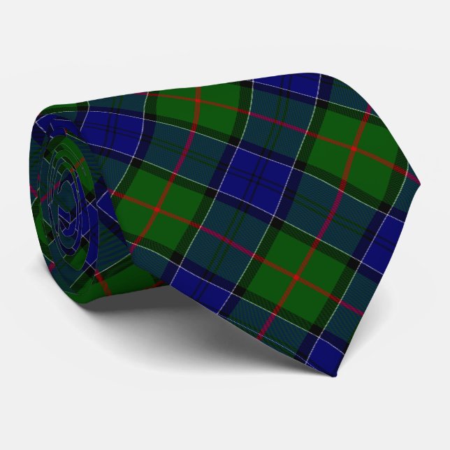 Colquhoun tartan blue green plaid tie (Rolled)