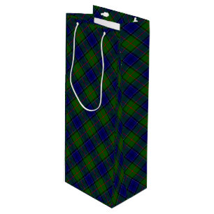 Colquhoun tartan blue green plaid wine gift bag