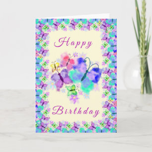 Colrful Butterfies Happy Birthday Card Spring
