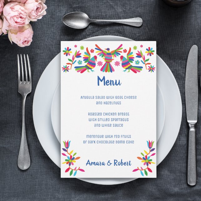 COLROFUL OTOMI MEXICAN WEDDING MENU (Creator Uploaded)