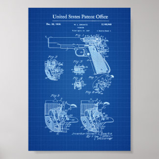 Colt 1911 Firearm Patent - Blueprint Poster