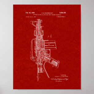 Colt AR-15 Semi-Automatic Rifle Patent - Burgundy Poster