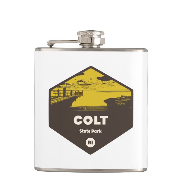 Colt State Park Rhode Island Hip Flask (Front)