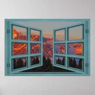 Colter Bay Green 6 Pane Open Window Poster