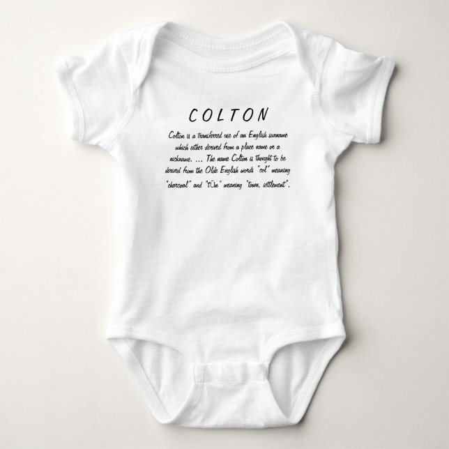 Colton Name Meaning Baby Bodysuit (Front)