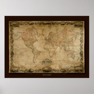 COLTONS Old World Map (c 1847) Art Poster