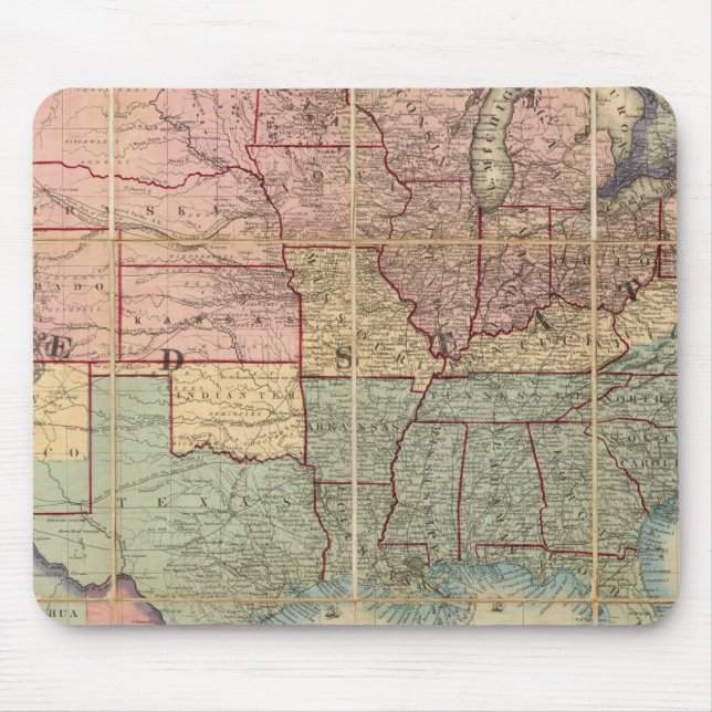 Colton's Railroad And Military Map Mouse Mat (Front)