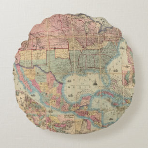 Colton's Railroad And Military Map Round Cushion
