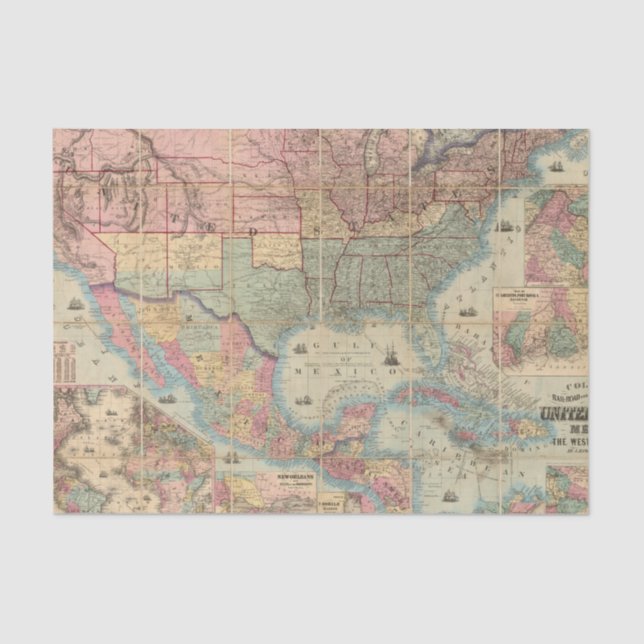 Colton's Railroad And Military Map Tissue Paper (Front)