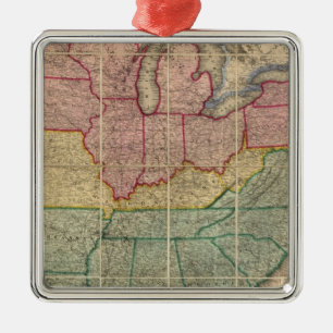 Colton's Railroadand County Map, United States Metal Tree Decoration