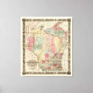 Colton's Township Map of Wisconsin (1851) Canvas Print