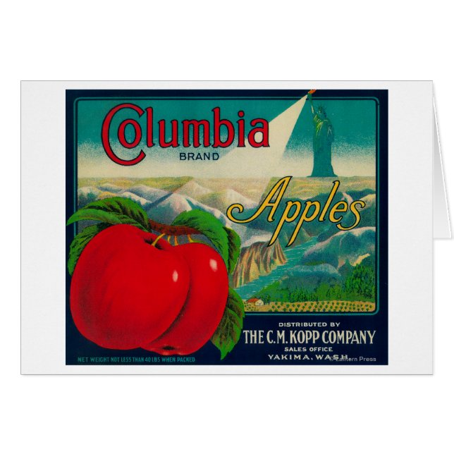 Columbia Apple Crate LabelYakima, WA (Front Horizontal)
