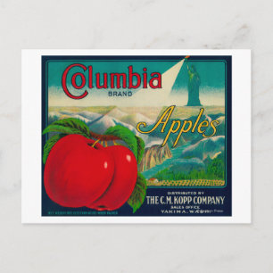 Columbia Apple Crate LabelYakima, WA Postcard