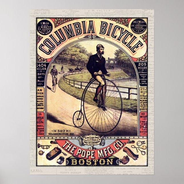 Columbia Bicycle Vintage Cyclist Poster (Front)